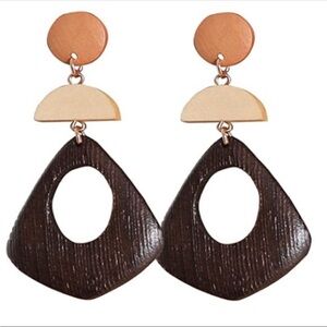 Modern Bohemian carved wood earrings
